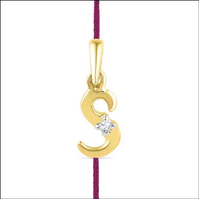"Sterling Silver  Alphabet S Rakhi Cum Diamond Pendent - PF015216SSR - Click here to View more details about this Product